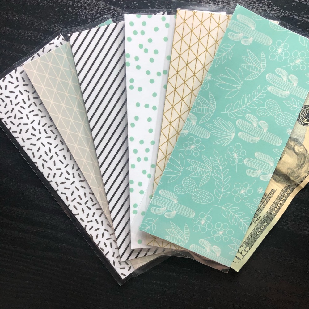 6 Laminated cash envelopes, cash stuffing, budget